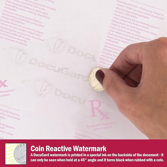 DocuGard Premier Medical Security Paper for Printing Prescriptions and Preventing Fraud, CMS Approved, 10 Security Features, Laser and Inkjet Safe, Blue, 8.5 x 11, 24 lb., 2500 Sheets (04543C)