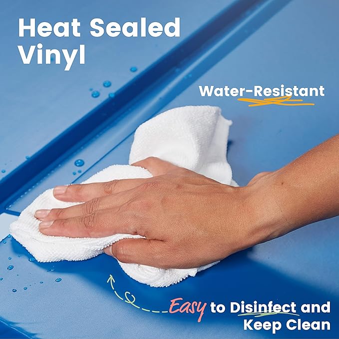 ECR4Kids Premium Folding Rest Mat, 4-Section, 2in, Sleeping Pad, Blue/Red, 5-Pack