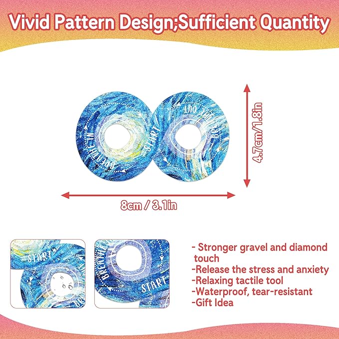 36Pcs Calm Strips for Anxiety Sensory Calm Strips Anti Stress Anxiety Relief Items Tactile Textured for Breathing Exercise Fidget Strips for Kids Teens Adults Home Classroom Supplies (Galaxy)