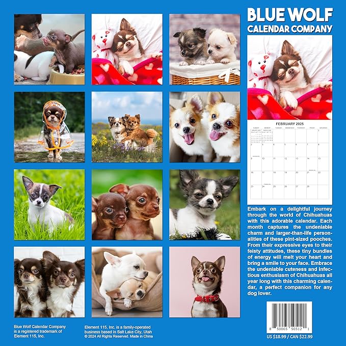 2025 Chihuahua Monthly Wall Calendar | 12" x 24" | 2024-2025 Chihuaha Dog Calendar
