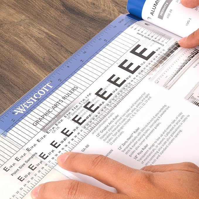 Westcott GA-96 Computer Point & Pica Ruler, Transparent Graphic Arts Ruler, 12 Inch