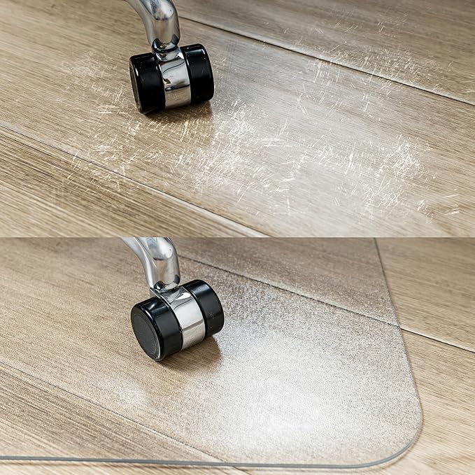 Office Chair Mat for Hardwood Floor, Desk Chair Mat with Non-Slip Texture, Rectangle Hard Floor Plastic Chair Floor Mat with Milled Edge (48"x60" inch)
