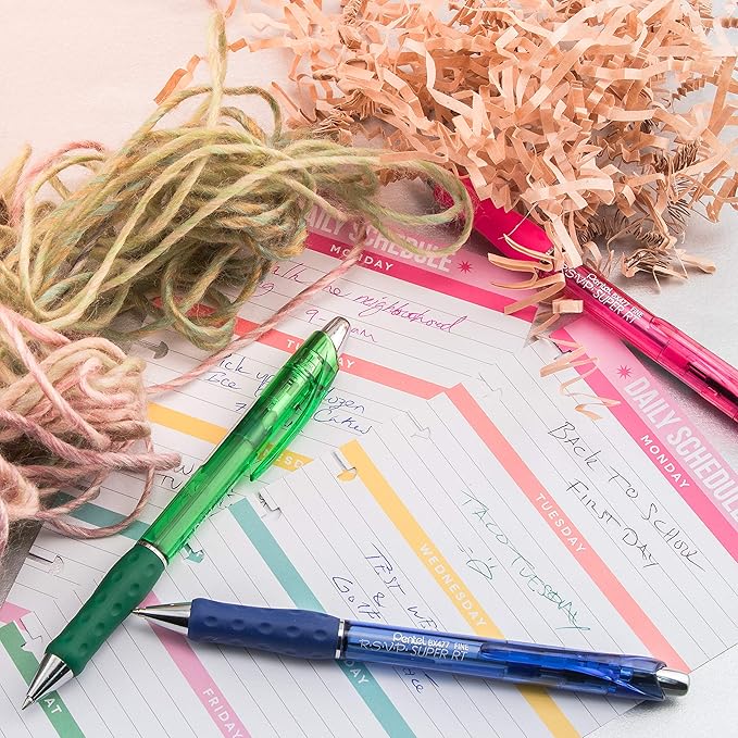 Pentel RSVP Super RT Ballpoint Pen, (0.7mm) Fine Line, Black Ink, 2-Pk - BX477BP2A (Pack of 2)