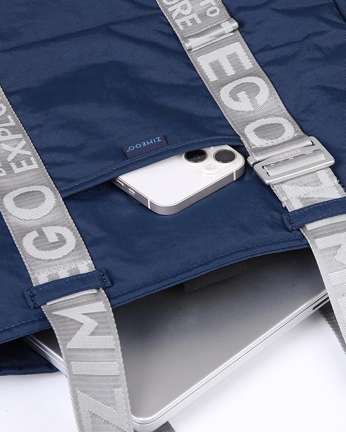 ZIMEGO Unisex Two-Tone Gym Tote Bag - Stylish Everyday Travel Tote with Double Top Handles