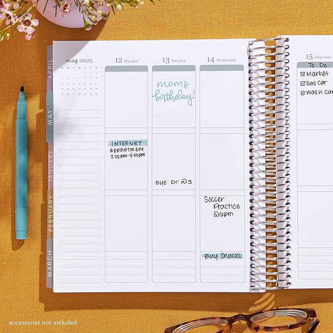 Erin Condren 12-Month Spiral Life Planner (Jan 2025 - Dec 2025) | 7x9 Weekly Planner with Monthly Calendars | Evolve Covers, Bold Blooms Interior, Vertical Layout, Platinum Coil