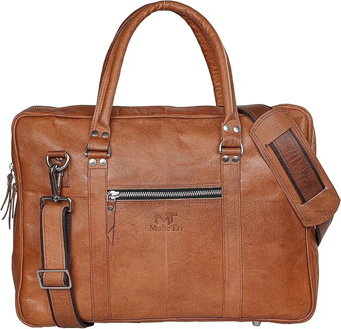 Executive Leather Briefcase Laptop Messenger Bag Satchel Office Computer Bag for Men Women(16") | Ideal for gifts | Gift for him