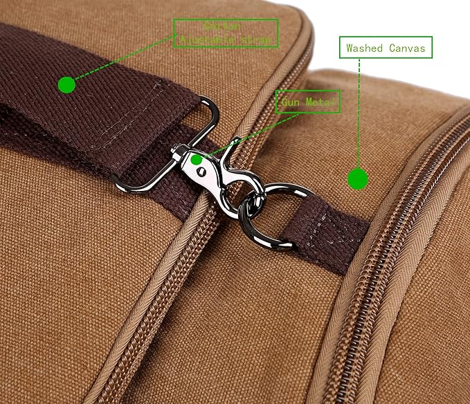 BAOSHA Canvas Weekender Travel Duffel Backpack Hybrid Hiking Rucksack Laptop Backpack for Outdoor Sports Gym HB-26(Coffee)