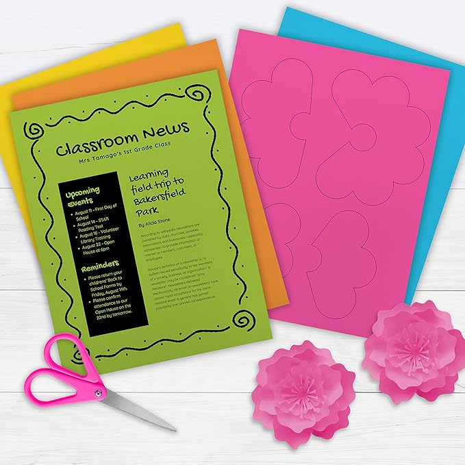 Printworks Neon Colored Paper, 24 lb, 5 Assorted Florescent Colors, FSC Certified, 100 Sheets, 8.5 x 11 Inch (00579), Single (Pack of 2)