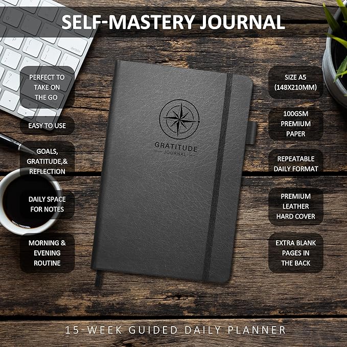 5 Minute Journal the Five Minute - Gratitude Journal - Self-Mastery Journal for Men - Reflection Manifestation Journal for Mindfulness – Self Care Journal – Goal/Guided Gratitude Journal for Men