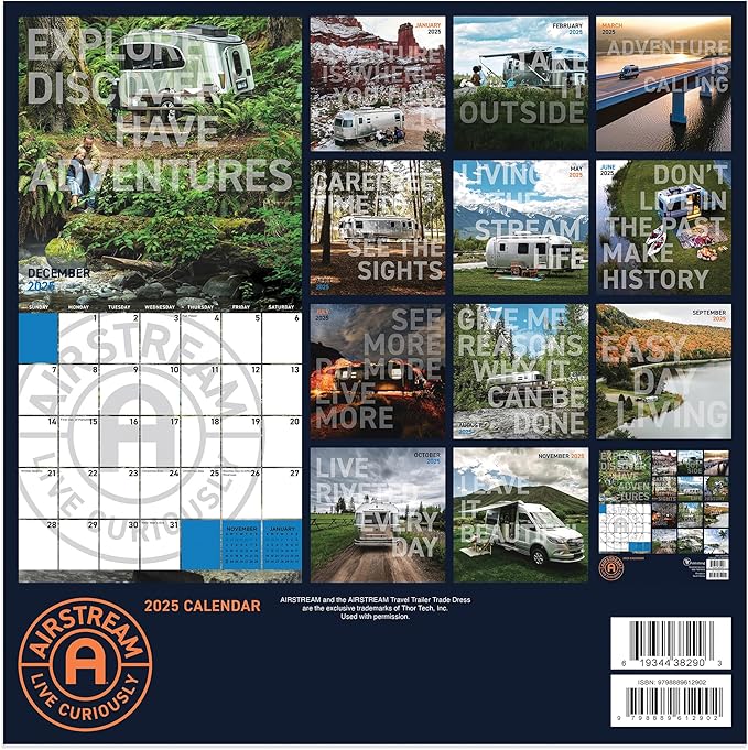 TF PUBLISHING 2025 Airstream Mini Calendar | Large Grids for Appointments and Scheduling | Vertical Monthly Wall Calendar 2025 | Home and Office Organization | Premium Matte Paper | 7"x7"