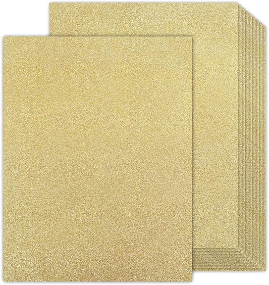 Gold Glitter Cardstock 8.5x11 Double-Sided 24 Sheets, Goefun Champagne Gold No-Shed Glitter Paper 280GSM/100lb Thick Card Stock for Circut, Card Making, DIY Projects, Party Decorations, Scrapbooking