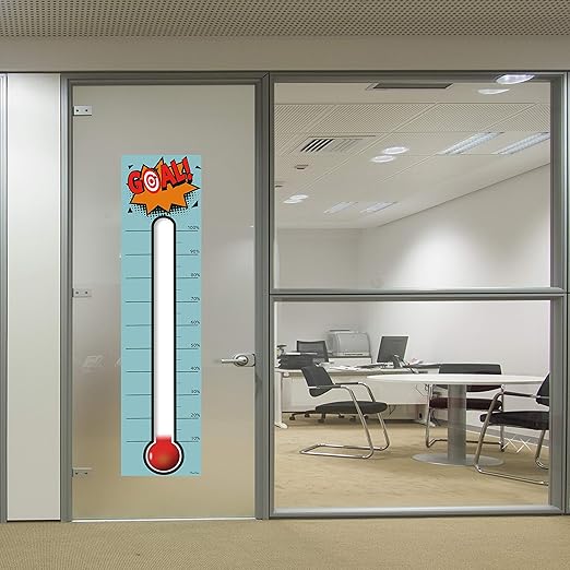 Goal Thermometer Chart Goal Tracker - 48"x12" Adhesive Dry Erase Fundraising Thermometer Sticker