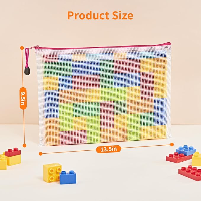 JARLINK 36 Pack 10 Colors Zipper Mesh Document Pouch, A4 Letter Size Mesh Bags for Board Games & Puzzles, Waterproof Document Zipper Pouches for Office School Supplies, Toys, Cosmetics Travel Storage