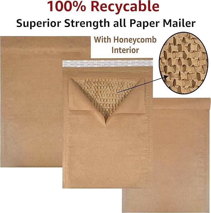 Honeycomb paper padded envelope sealable mailers (100, #4-9.5" x 13.5")
