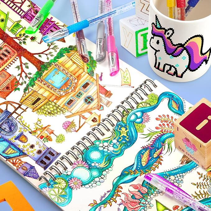 Fruity Scented Gel Ink Pens, 12 Assorted Colorful Gel Pens for Drawing, Writing, Coloring at School & Home