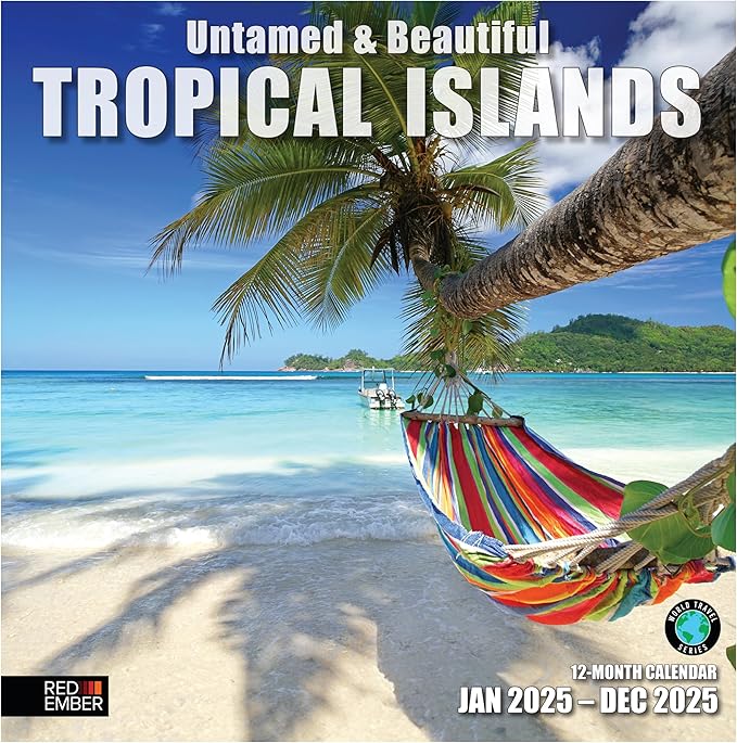 RED EMBER Untamed & Beautiful Tropical Islands 2025 Wall Calendar 12 Month | 12" x 24" Open | Thick & Sturdy Paper | Giftable | Calendar 2025