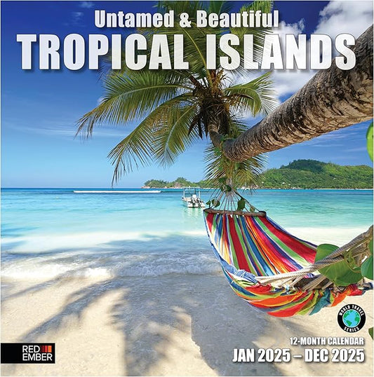 RED EMBER Untamed & Beautiful Tropical Islands 2025 Wall Calendar 12 Month | 12" x 24" Open | Thick & Sturdy Paper | Giftable | Calendar 2025