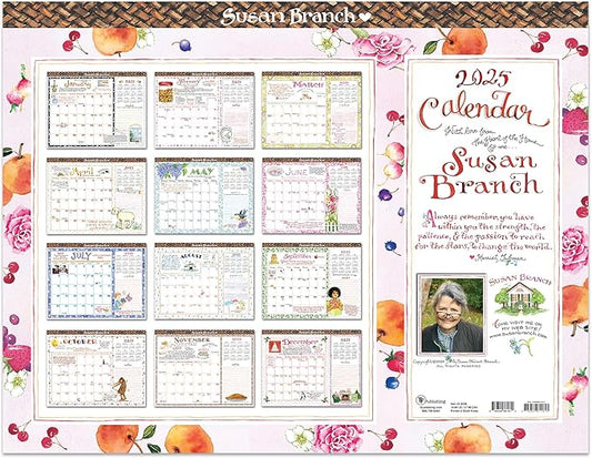 TF PUBLISHING 2025 Susan Branch Large Desk Pad Monthly Blotter Calendar - 12 Month Desktop Calendar - For Office Desk or Wall - Tear-Off Pages with Large Monthly Grids - Horizontal - 22” x 17”