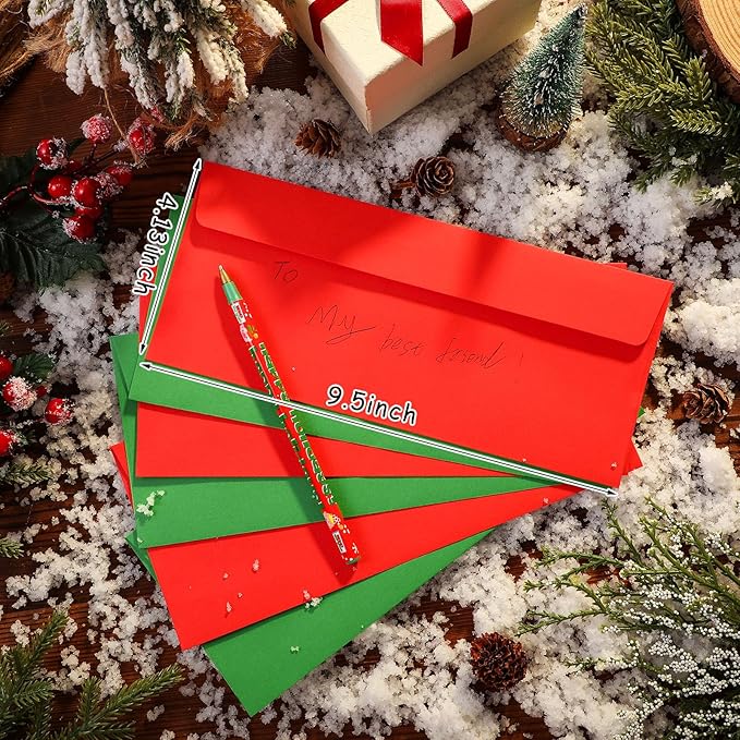 500 Pcs #10 Business Envelopes Adhesive Standard Envelopes Colored Envelopes for Office Check Invoices Letters Letterhead Invitations Announcements 4-1/8 x 9-1/2'' (Red, Green)