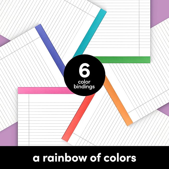 PAPERAGE Lined Legal Pads, (Rainbow), 12 Pack Note Pads, 50 Sheets Each, Wide/Legal Ruled, Note Pads, Paper, 8.5 inches x 11 inches
