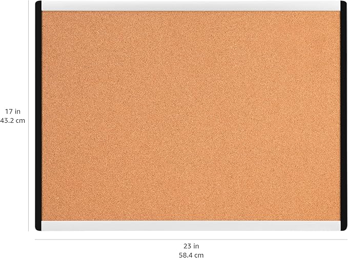 Amazon Basics Rectangular Cork board with Aluminum/Plastic Frame, 3pack, 23" x 17", Brown