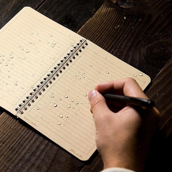 Rite in the Rain Weatherproof Side Spiral Notebook, 4.625" x 7", Tan Cover, Universal Pattern, 3 Pack (No. 973TL3)