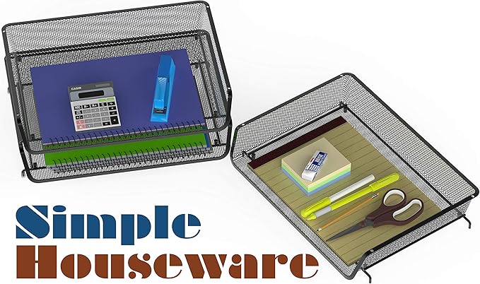 Simple Houseware 3-Pack Stackable Wide Entry Desk File Document Letter Tray, Black