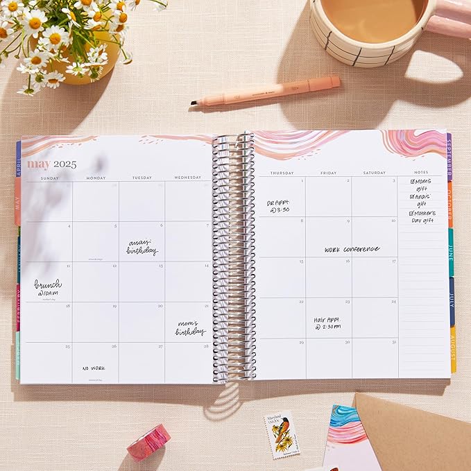 Erin Condren 12-Month Spiral Life Planner (Jan 2025 - Dec 2025) | 7x9 Weekly Planner with Monthly Calendars | Bold Blooms Covers, Evolve Interior, Vertical Layout, Platinum Coil