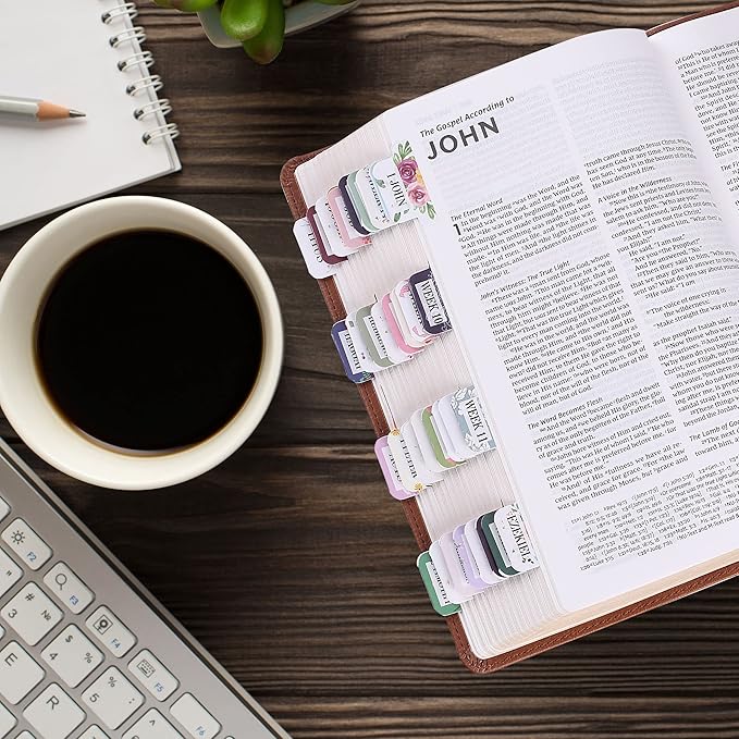 Mr. Pen- Bible Tabs, 120 pcs, Floral Design, Laminated Bible Tabs for Study Bible, Bible Tabs Old and New Testament Bible Book Tabs, Bible Tabs for Women, Tabs for Bible, Bible Index Tabs