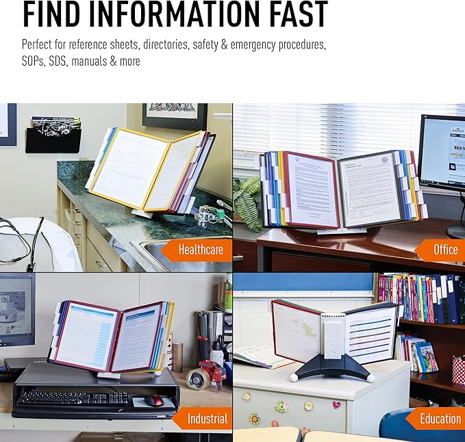 DURABLE Desktop Reference System, 10 Double-Sided Panels, Letter-Size, Assorted Colors, SHERPA Design (554200)