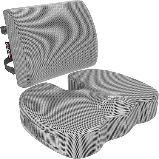 FORTEM Seat Cushion and Lumbar Support for Office Chair, Desk Chair Cushion, Memory Foam Office Chair Cushion, Non Slip Sitting and Back Pillow for Gaming, Car Seat Cushion, Chair Pad, XL