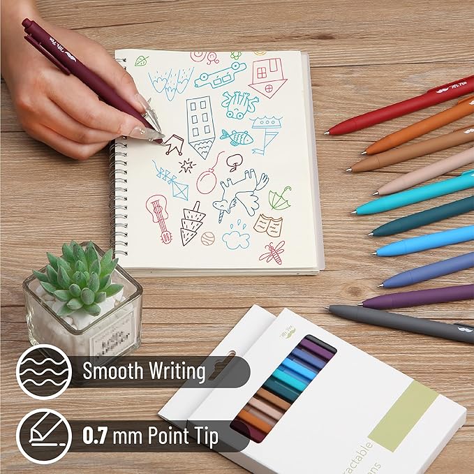 Mr. Pen- Retractable Gel Pens, 11 Pack, Unique Dark Vintage Ink Colors Gel Pens Fine Point 0.7mm, Vintage Pen, Retractable Pens, Gel Ink Pens, Aesthetic Pens for Journaling Fine Tip Pens