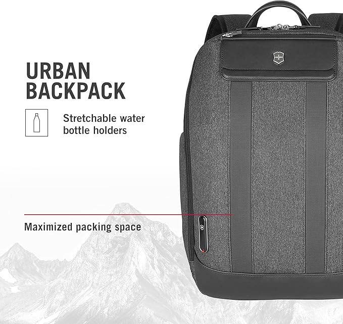 Victorinox Architecture Urban2 City Backpack - Professional Computer Backpack that Holds Laptop, Tablet & Water Bottle - Perfect Travel Bag - 17 Liters, Gray