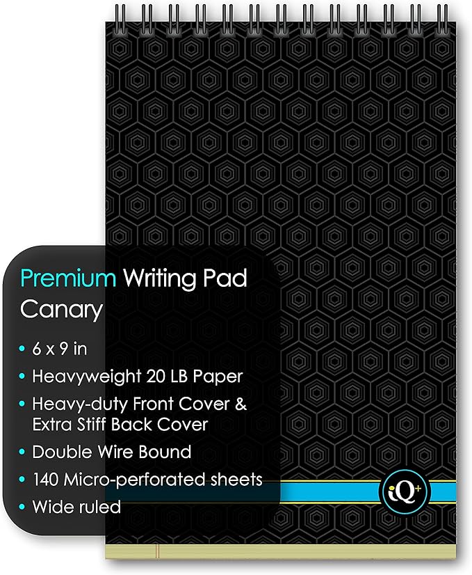iScholar iQ+ Premium Writing Pad, Canary, 6" x 9", 140 Sheets, Double-Wire (69120)