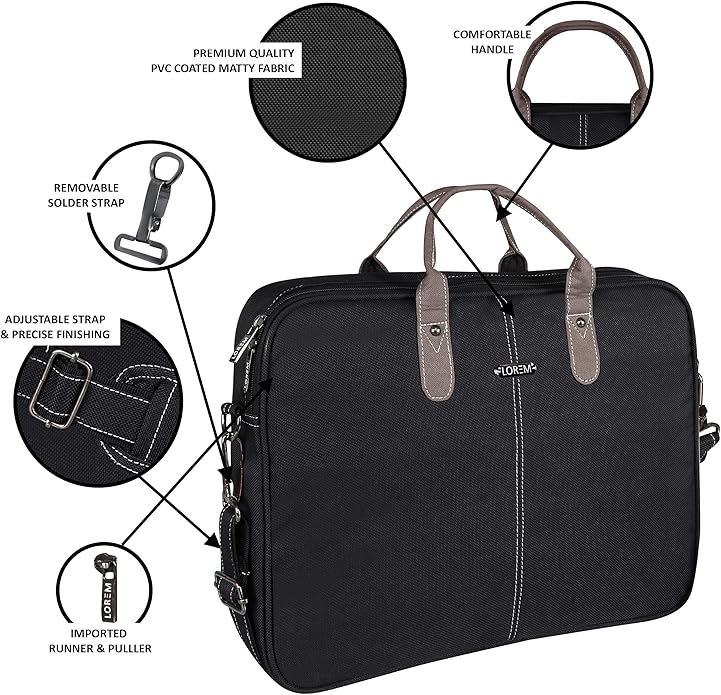 LOREM Leather Messenger Shoulder Bag Travel Crossbody Purse Briefcase Business Bag for 12Inch Laptop