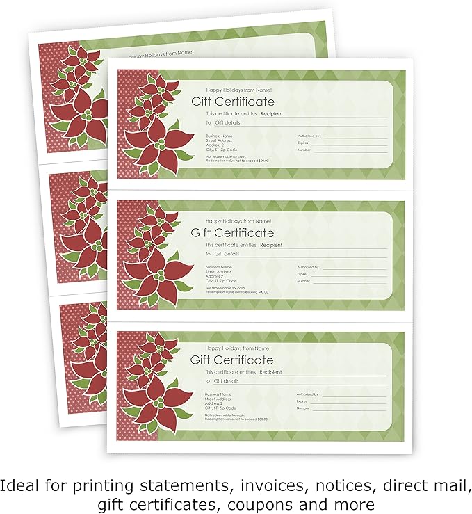 PrintWorks Professional Perforated Paper for Statements, Invoices, Gift Certificates, Coupons and More, 8.5 x 11, 24 lb, 2 Horizontal Perfs 3 2/3" and 7 1/3" From Bottom, 500 Sheets, White (04122)