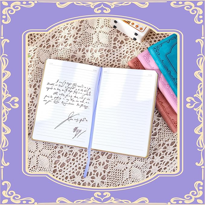 CAGIE Vintage Leather Journal for Women Soft Cover Notebook with 256 Lined Pages 100 GSM Thick Paper A5 College Ruled Journals Notebooks for Writing, 5.7 x 8.3 in, Purple