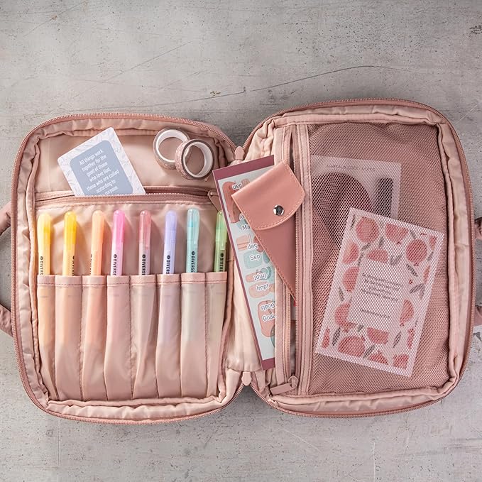 DiverseBee Large Bible Cover with Handles, Bible Carrying Case for Women, Bible Tote Bag, Book Cover, Bible Accessories Gift (Pink)