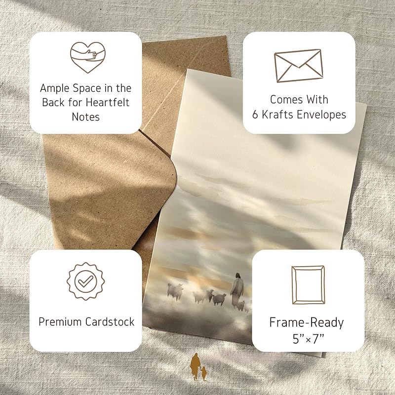 Christian Greeting Cards Set of 6 with Envelopes | Scripture Keepsake Cards, Frameable Bible Verse Art Prints, Inspirational Faith-Based Gifts for Women & Men (5"x7" Faithful Best-Seller Set)