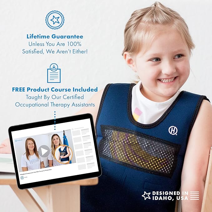 Harkla Weighted Vest for Kids - Neoprene Compression Vest - Ages 10 and Above - Adjustable Kids Weighted Vest with 2lb Weight - Breathable and Washable Compression Vest - Large