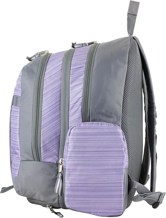 Eastsport Extra Large Backpack Expandable Oversized For Travel Hiking Work Camping Sports Outdoors With Drawstring Bag 18x13.5x9.5 Mochila De Viaje Lilac Stripes