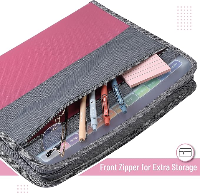 Mr. Pen- Accordion File Organizer, 13 Pockets, Pink, Document Organizer, Expanding File Folder Organizer, Accordion Folders for Documents, Accordian Folder, Accordian File Organizer
