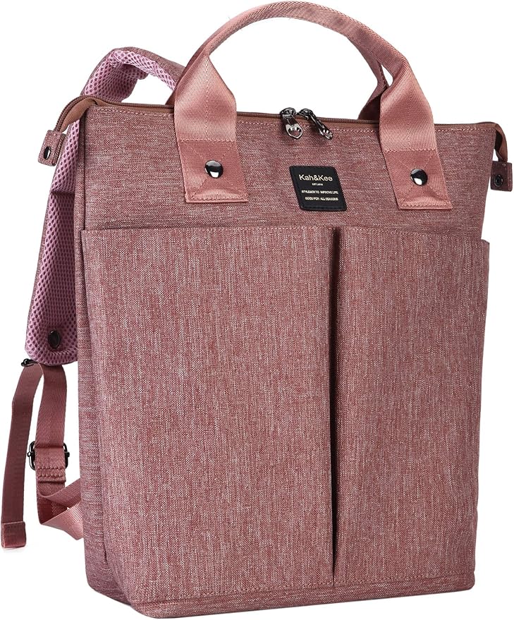 Kah&Kee Convertible Laptop Backpack and Tote Bag Handbag Computer Compartment Travel School for Women Man (Antique Pink)