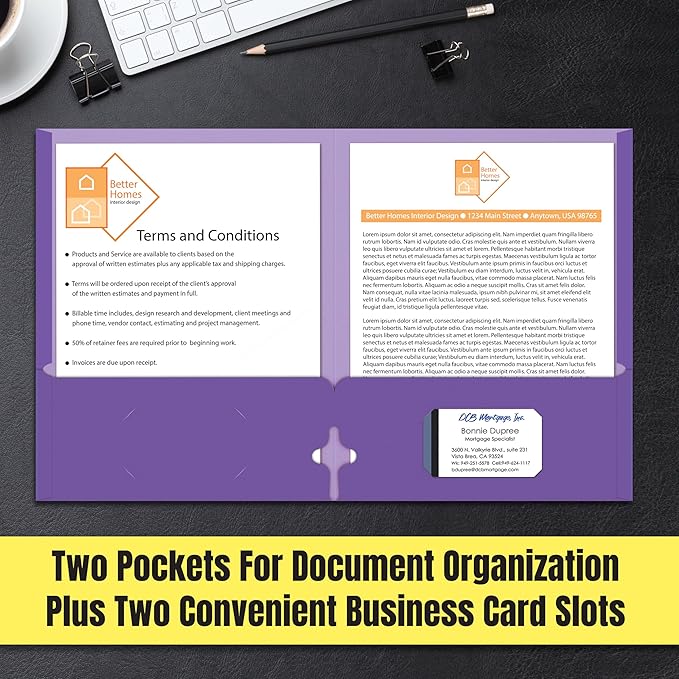 2 Pocket Folders, Assorted 7 Vibrant Colors with Complementing Interior Colors, Fits Letter Size Paper, for School, Office, Home (3 Hole Punched, 25)