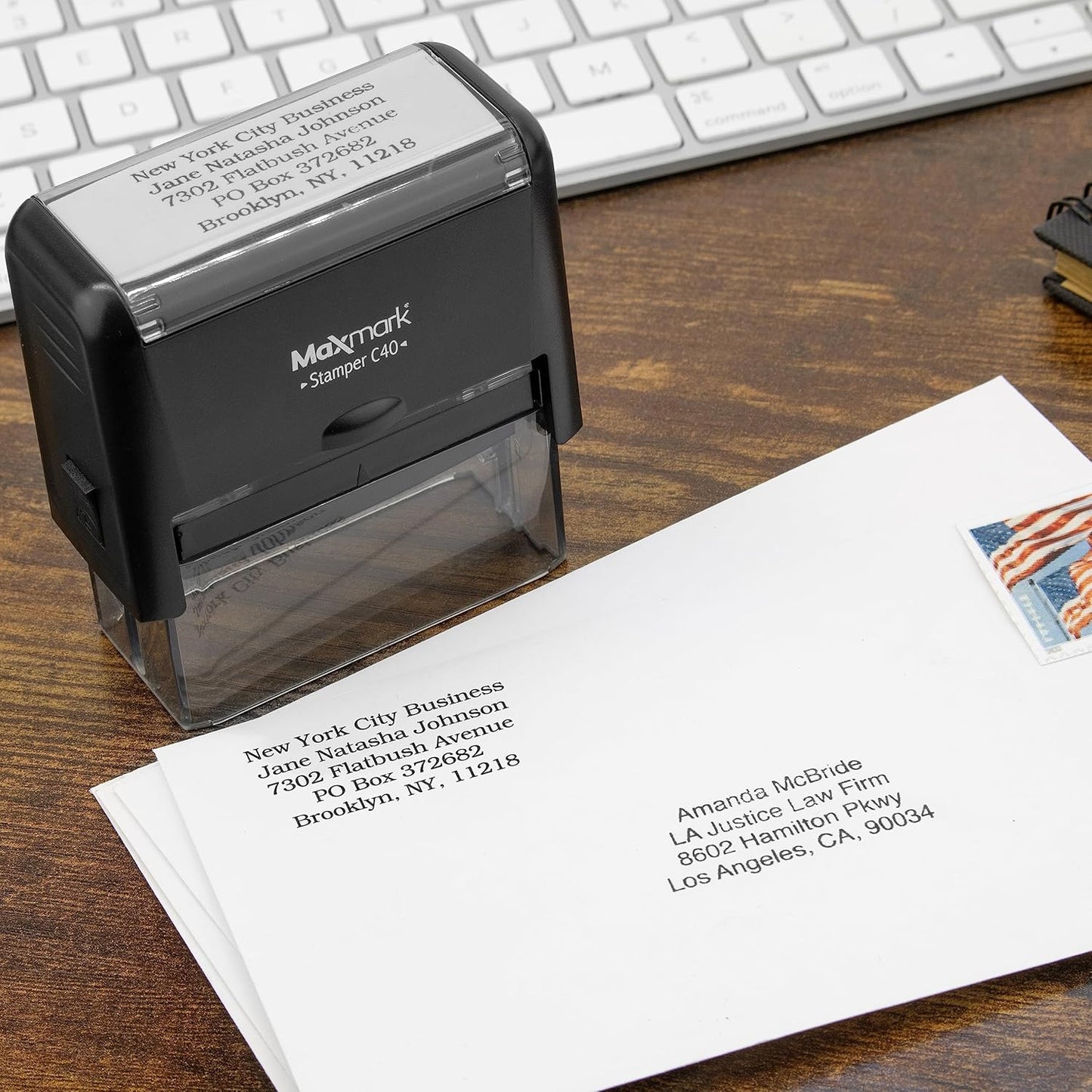 Custom Self Inking Rubber Stamp - Up to 5 Lines of Text - Choose from 15 Ink Colors - Large Size