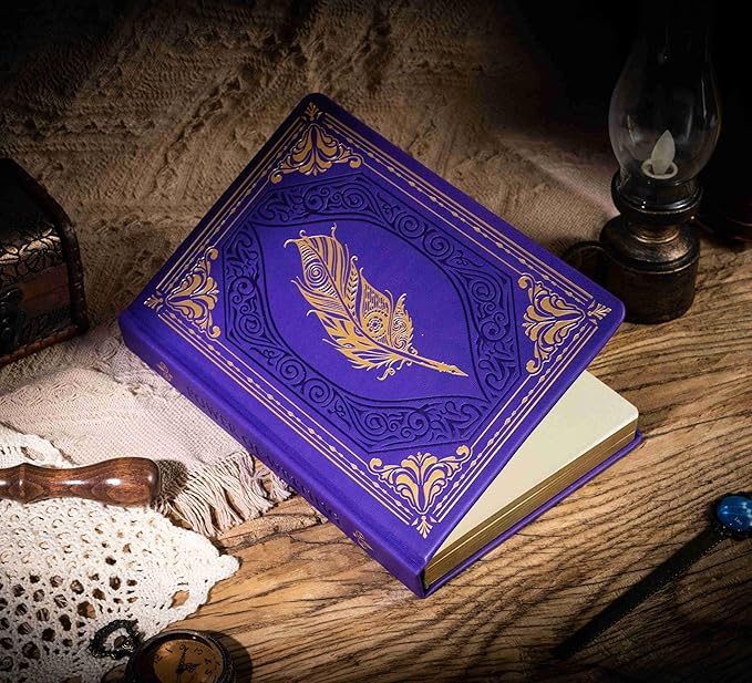 CAGIE 320 Pages Thick Hardcover Journaling Notebooks Vintage Leather Journal for Women Men A5 College Ruled Journals for Writing with Gift Box, 5.7 x 8.3 in, Purple