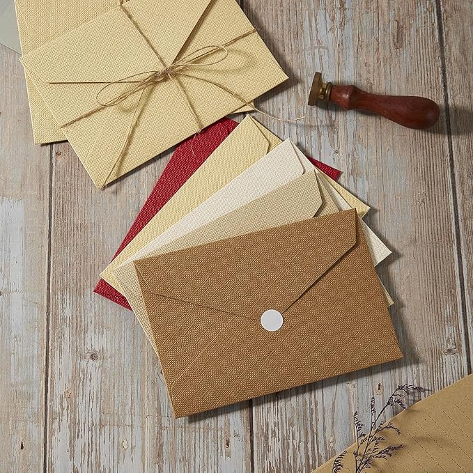 Tuhangcc Stationery Writing Paper and Envelopes Set with Jute Rope 4 X 6 for Writing Letter, (20 Best Paper with 10 Heavyweight envelopes),by Better Gift Office Products(Brown)