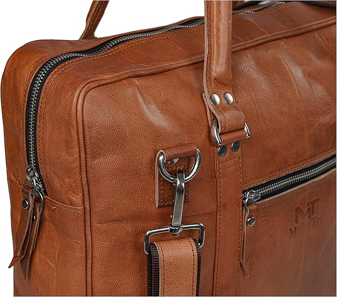 Executive Leather Briefcase Laptop Messenger Bag Satchel Office Computer Bag for Men Women(16") | Ideal for gifts | Gift for him