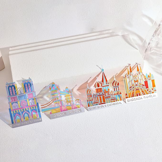 4pcs Metal Bookmarks with Transparent Design, Cute Book Marks for Readers, Aesthetic Book Markers for Kids, Teens, Teachers, Students, Book Accessories Gifts for Book Lovers, Reading Women and Men