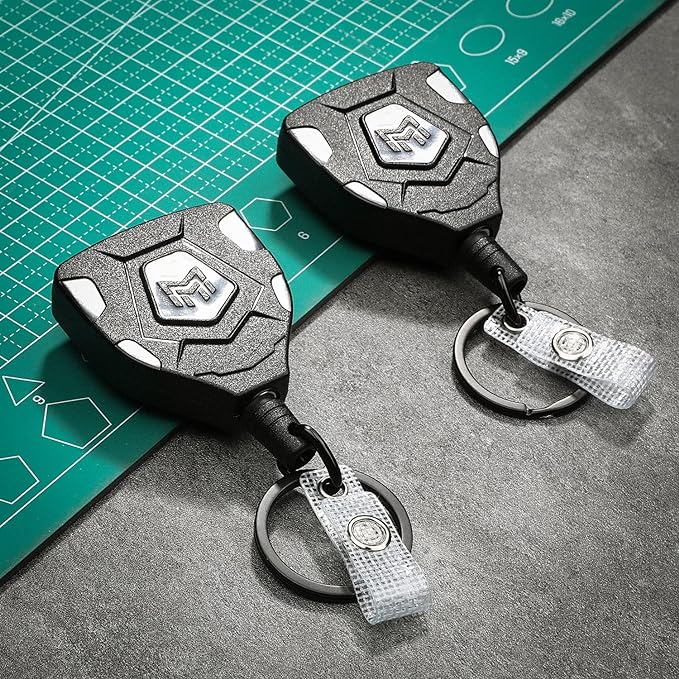 MNGARISTA Heavy Duty Retractable Keychain with Belt Clip, ID Badge Reel, Badge Holder with 31.5' Steel Cord and Key Ring, 9.0oz, 2-Pack